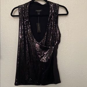White House black market black sequin blouse
